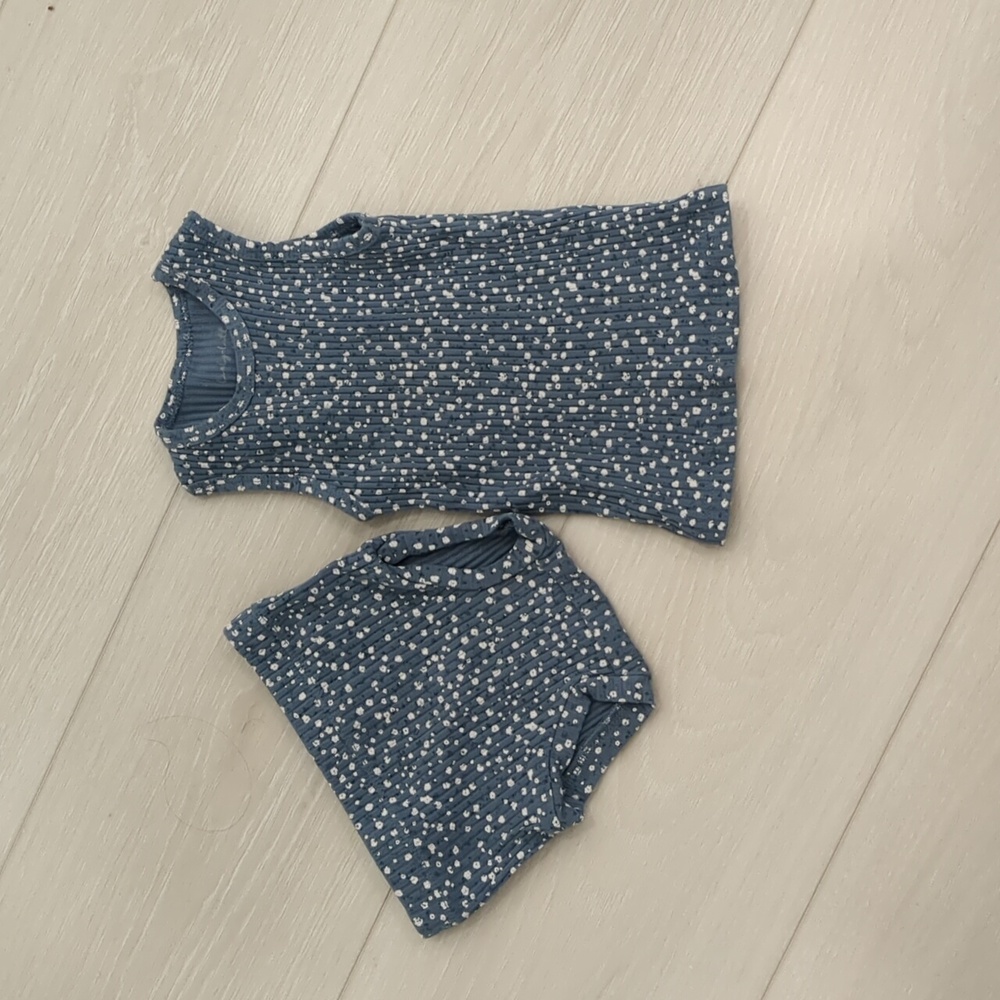 Luvly littl matching set ribbed sleeveless ditsy floral 6 months